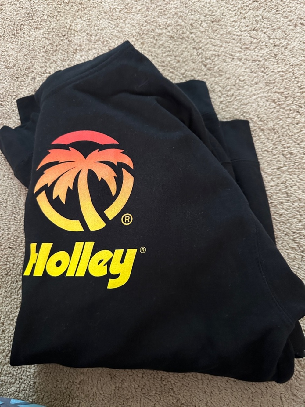 Holley Black Pullover with Red-Orange-Yellow Palm Logo
